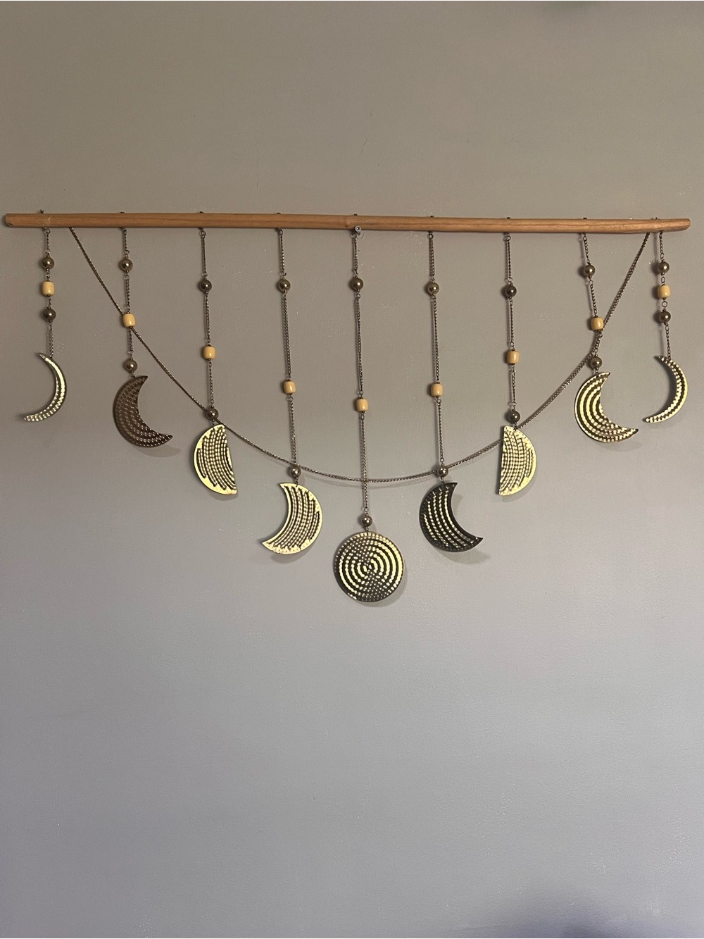 Bohemian Gold Moon Phase Hanging Wall Decor 3 feet